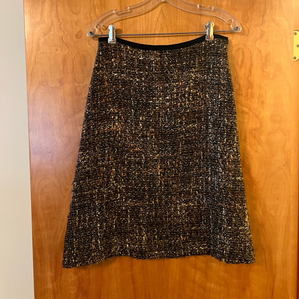 STEPHAN JANSON Wool Blend Skirt Lined Brown Beige Black Tweed Made Italy Size 42